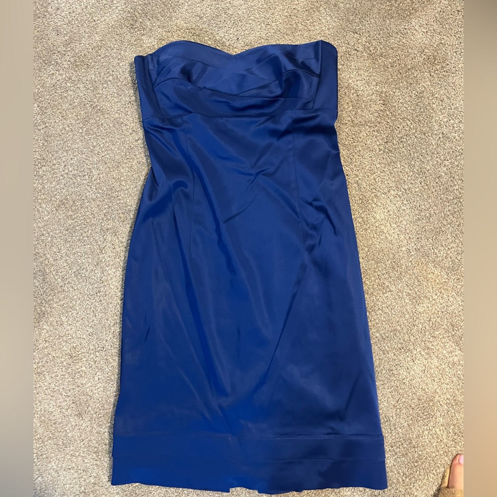 Silky blue mid-length formal dress